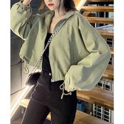 【日本倉庫即納】クロップド丈ミリタリージャケット 韓国ファッション