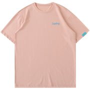 メンズ服2023夏新作半袖Tシャツ男カップル服明るい色の袖マークラウンドネックゆったりTシャツ