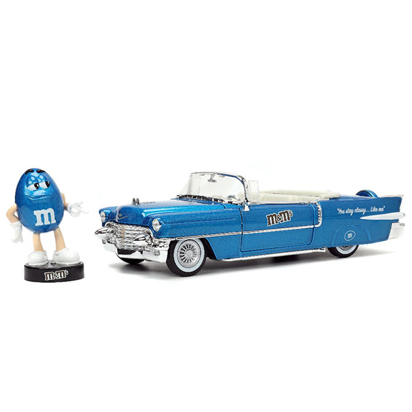 1:24 M&M'S 1956 CADILLAC ELDORADO w/BLUE FIGURE
