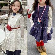 2025秋冬新作  韓国風子供服  キッズ服     女の子    カジュアル  キルティング  ワンピース