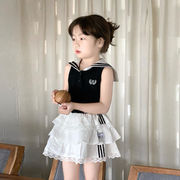 2025夏新作  韓国風子供服   キッズ服     可愛い   トップス+スカート  2点セット  セットアップ