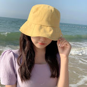 サンバイザーかわいい笑顔の表情ラベルバケットハット韓国夏日よけポット帽サンバイザー