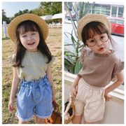 夏人気新作  韓国風子供服 ベビー服 Tシャツ  カジュアル チョッキ トップス  可愛い  袖なし 2色