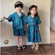 2024夏新作   キッズ服  韓国風子供服  半袖  シャツ+ショートパンツ  セットアップ  ワンピース