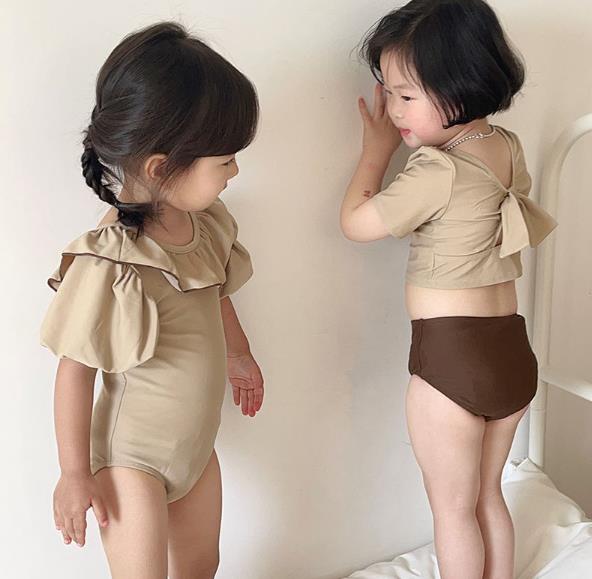 ハワイ  韓国風子供服  女の子   ベビー  キッズ水着  セットアップ    オールインワン2色