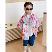 夏人気  韓国風子供服   ハワイ ベビー服 半袖 トップス 子供服 可愛い 開襟シャツ  花柄 キッズ