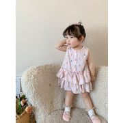 2024夏新作  韓国風子供服   キッズ服   ベビー服   袖なし   ワンピース   可愛い  ケーキドレス