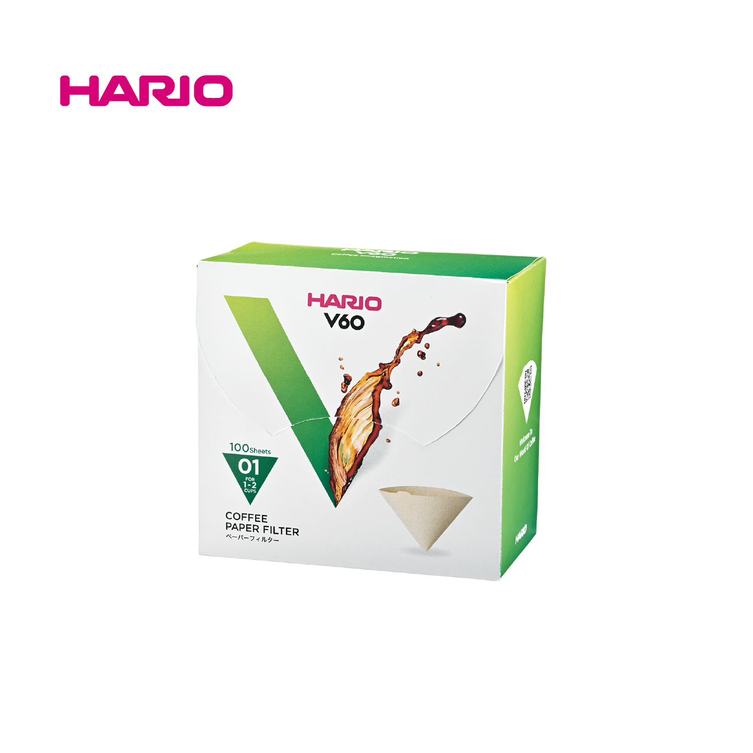 2023年リニューアル『HARIO』01用 V60用ペーパーフィルターW　100枚箱入り VCF-01-100WK+  (ハリオ)