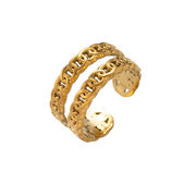 シンプル金色二重チタン リング 女性大衆個性ファッション指輪