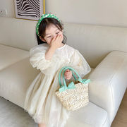 子供用バッグ・かわいい・草編み・ショルダーバッグ・6色・新款・ビーチバッグ