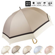 春夏 晴雨兼用 3色切替 竹グリップ 手開き ショート傘 UVカット・遮光率100％
