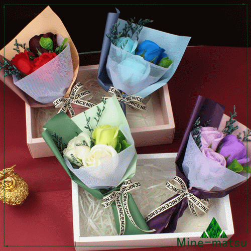 母の日ギフト パラ 3点セット 長方形 ソープフラワー 枯れないお花 シャボンフラワー