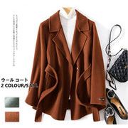 品質手縫い両面ウールコート女性スーツ襟ツイードジャケット2022秋冬服ツイードコート新品