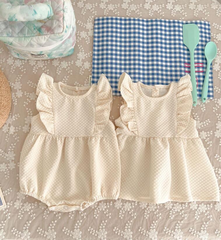 2023 夏新作 韓国版 赤ん坊 女の子 洋風 ワンピース  スカート  セット  連体服 子供服
