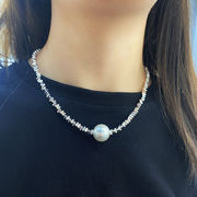 砕いた銀幾両真珠の幾何学的不規則チェーンネックレス森系ファッション鎖骨チェーンのシンプルなネックレス