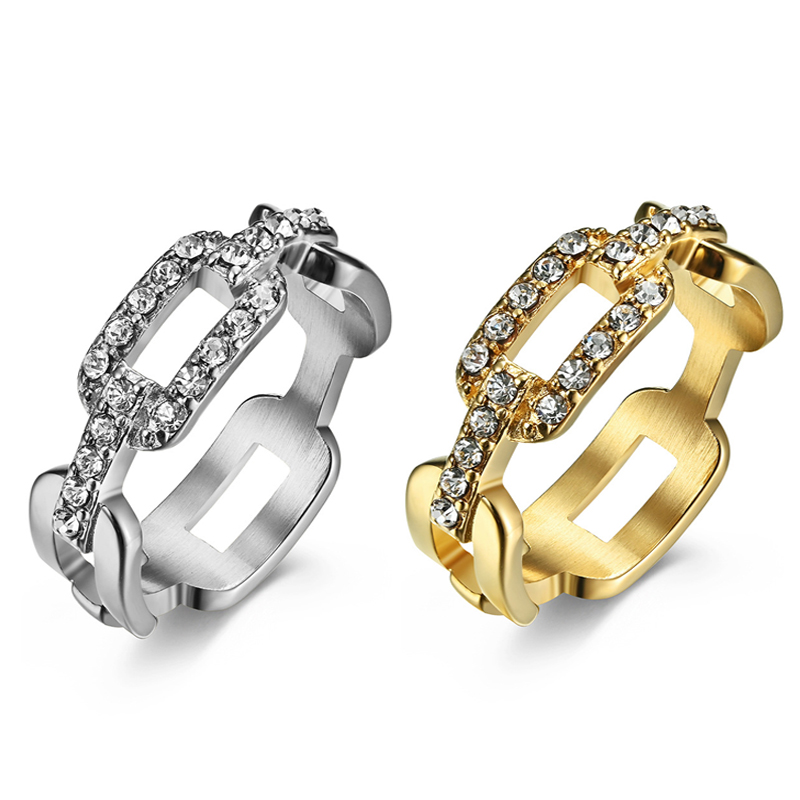 女性用アクセサリー 欧米ファッション 大人気リング  チタン鋼 金メッキ 18k ジルコン 指輪