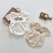 2023夏　韓国風子供服　ベビーロンパース　女の子　キッズ服　赤ちゃん着可愛い　刺繍　カバーオール