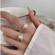 パール付き  韓国風   アクセサリー  リング   指輪   雑貨    レディース  開口指輪   ファッション小物