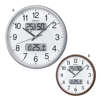 （インテリア・バラエティ雑貨）（掛時計）セイコー カレンダー・温度・湿度計付電波掛時計 KX383