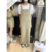 2023新作 マキシ丈ワンピース サロペットスカート ロングワンピ 大きいサイズ ゆったり 体型カバー