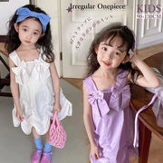 2023新作  韓国子供服 子供 キッズ 女の子 かわいい ドレス イレギュラー リボン ワンピース キャミソール
