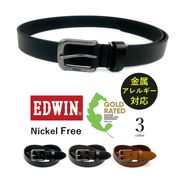 【全3色】EDWIN エドウイン リアルレザー プレーン ベルト ニッケルフリーバックル