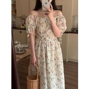 2023夏INS新作★ 気質 優しい  ボートネック 花柄  ワンピース