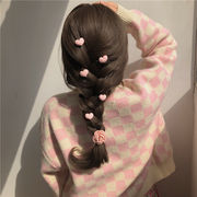 pinkハートヘアピン　6個入り　アクリル前髪まとめ　キッズヘアアクセサリー　韓国デザインヘアピン
