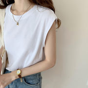 夏　トップス　Tシャツ　半袖　韓国ファッション　レディース 　薄手　ゆったり　通気　袖なし