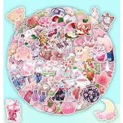 50枚 /ピンク桜かわいい猫 動物 犬 ステッカー うさぎ 手帳素材 ステッカー 防水 シール 装飾 貼紙 花雑貨