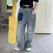 2023年夏新作★子供服★女の子  デニム ジーンズ  個性的 設計感  ロングパンツ ★90-140cm