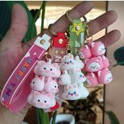 キーホルダー   猫    うさぎ   韓国風    キーリング    プレゼント  バッグストラップ  DIY  小物  15色