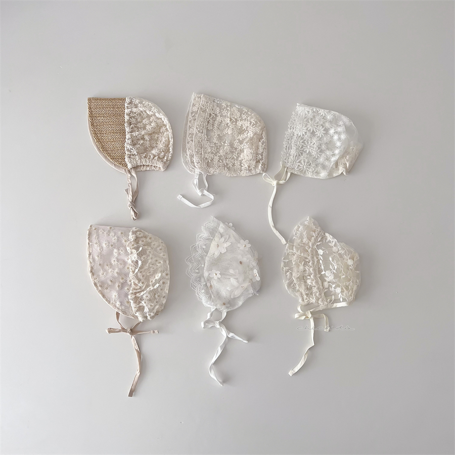 ins 夏新作 キッズ ベビー帽子 赤ちゃん レース ボンネット 花柄 刺繍 森ガール 可愛い 女の子