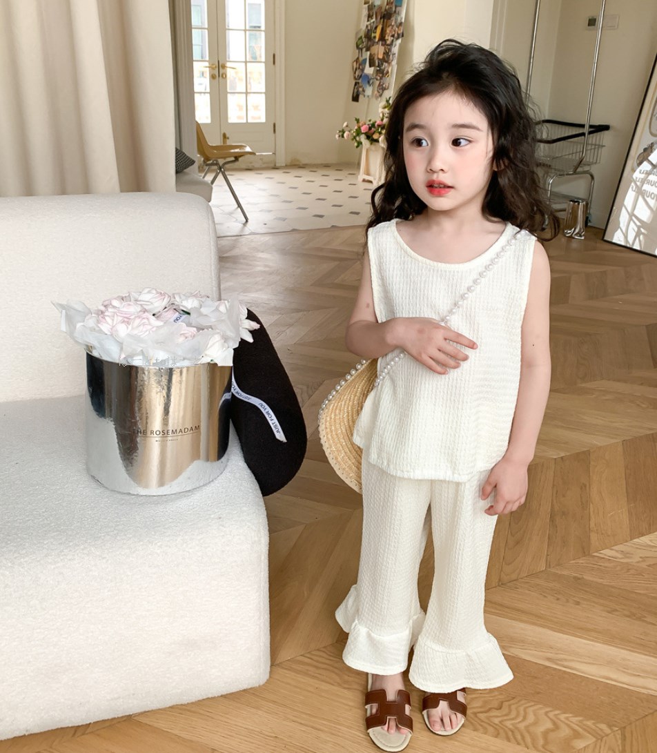 韓国子供服    キッズ服    トップス    ロングパンツ    Tシャツ    タンクトップ+ズボン    2点セット