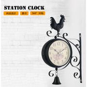 ステーションクロック レトロ壁掛け 時計 インテリア雑貨 アイアン ウォールクロック ブロンズ時計