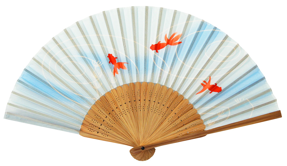 【ご紹介します！夏に大活躍の中国製扇子です！】扇子　流水金魚