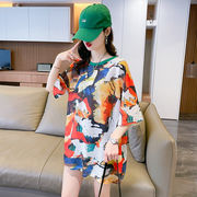 【予約220202】大きいサイズ春夏新作 韓国 レディース ファッション  Tシャツ ワンピースLL-4L