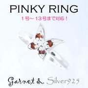 リング-o / 旧 1211-2276 ◆ Silver925 シルバー ピンキーリング 蝶々 ガーネット
