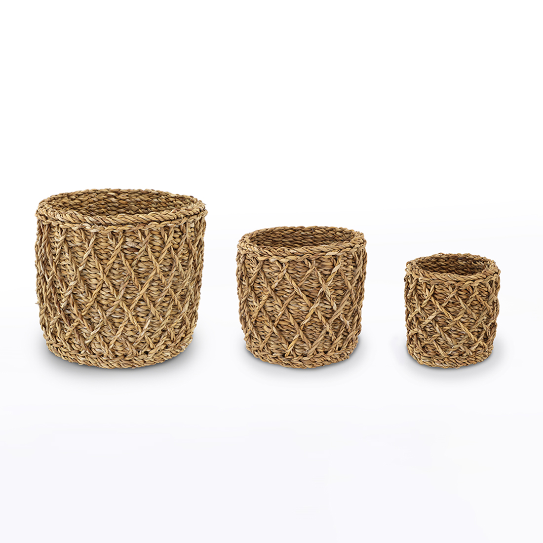 バスケット3SET ラティス[天然素材 水草麻 かご 籠 カゴ