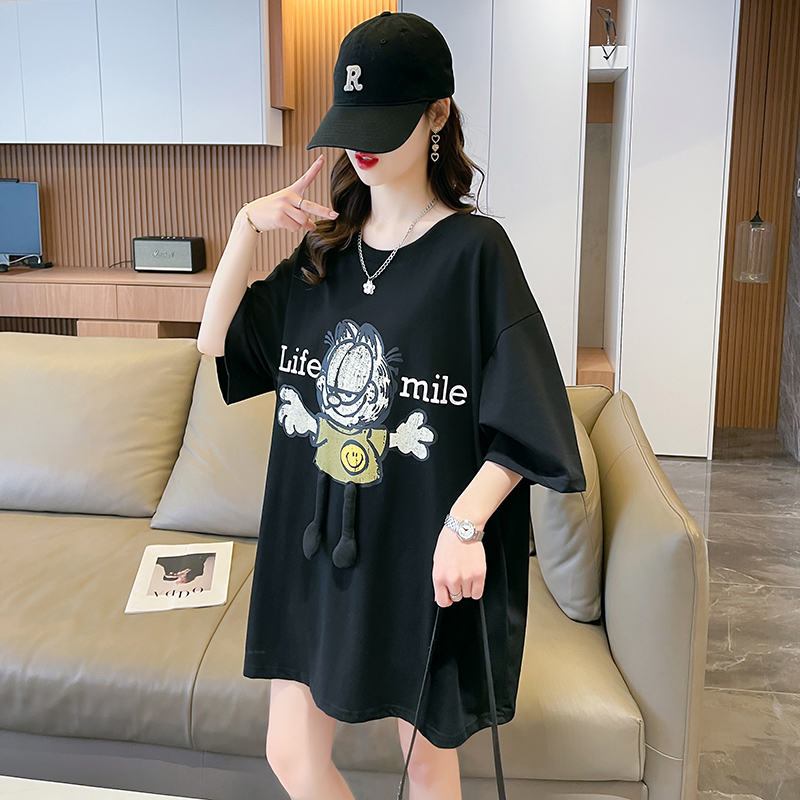 【予約220459】大きいサイズ春夏新作 韓国 レディース ファッション  Tシャツ ワンピースLL-4L