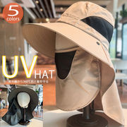 レディース 帽子 ハット UVカット 紫外線対策 折りたたみ つば広 マスク メッシュ サファリハット 黒