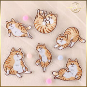 【6種】ねこ だらける猫 刺繍ワッペン アイロンワッペン アップリケ アイロン接着 ハンドメイド 装飾