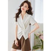 一気に大人モード 通勤する スリム シャツ デザインセンス レディース上着 新品 エレガント 2023夏