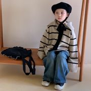 ★Girls★　子供セーター　ビッグ襟　ボーダーライン　韓国キッズファッション