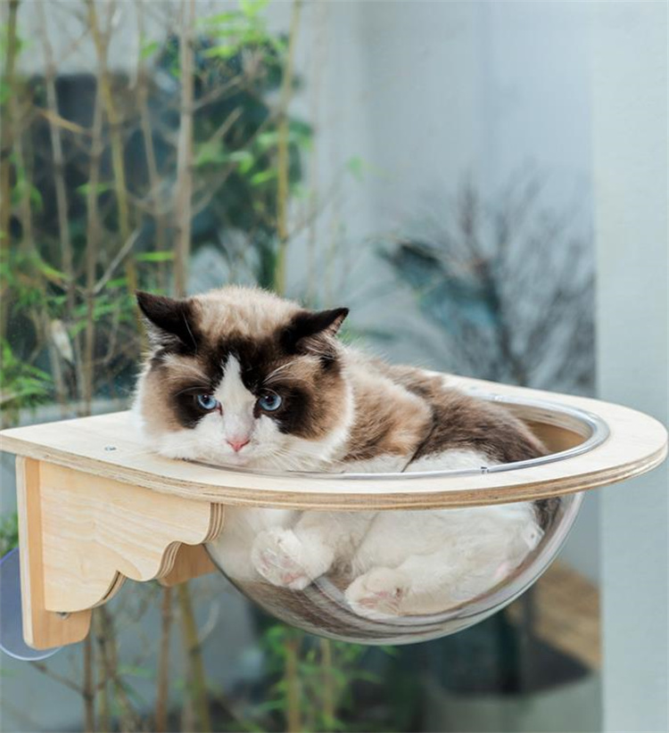 素敵な商品 早い者勝ち 猫用ハンモック ガラス製吊り下げベッド 猫用吊り下げ巣 実木 透明宇宙船