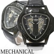 自動巻き腕時計 ATW039-BKBK トライアングルケース スケルトン ブラック 三角 機械式腕時計 メンズ腕時計