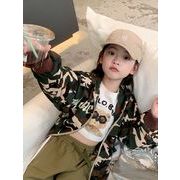★Girls★　子供フディー 　カモフラージュアウター　帽子付きジャケット　韓国キッズファッション