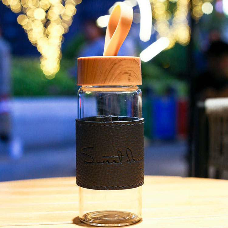木目調 水筒 ガラス マイボトル 透明 ウォーター ボトル おしゃれ 耐熱