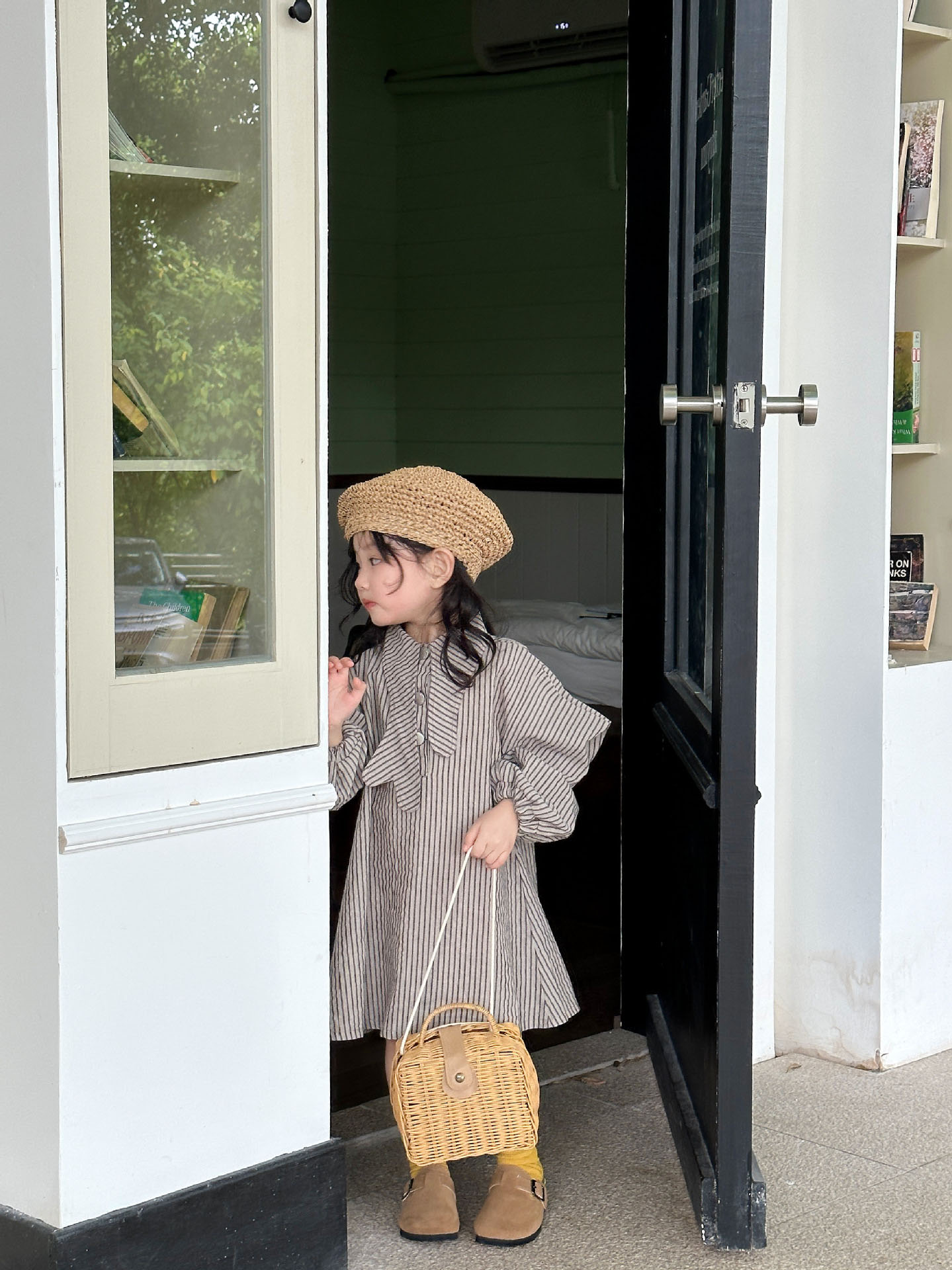 2023新作 韓国子供服 子供 キッズ ワンピース ストライプ 長袖