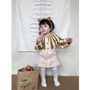 INS秋冬新品 韓国風子供服 ベビー服 ニット ショートパンツ キュロット + カーディガン 2点セット